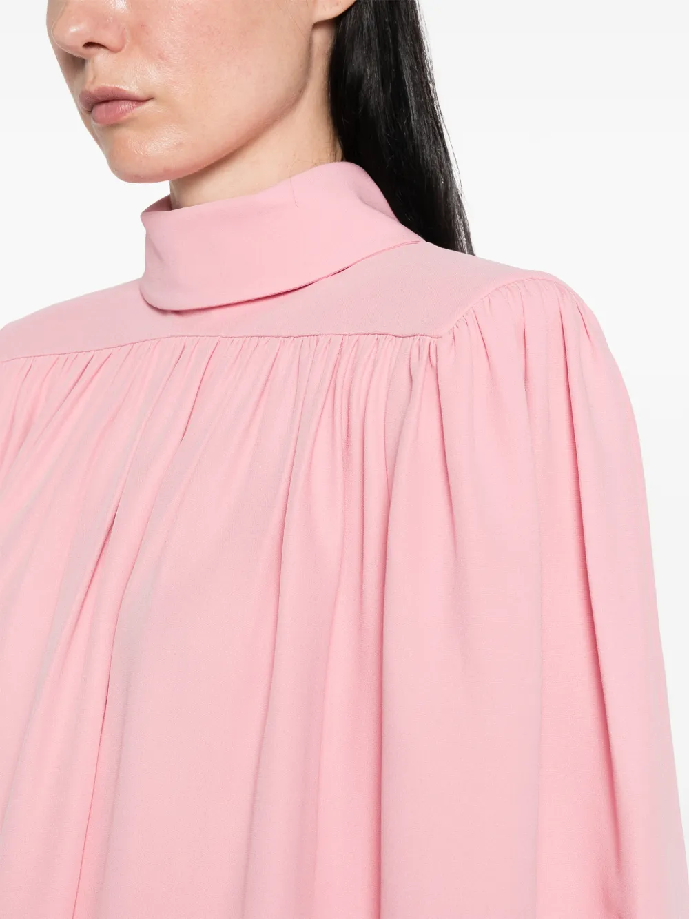Valentino Garavani gathered mock-neck blouse Roze
