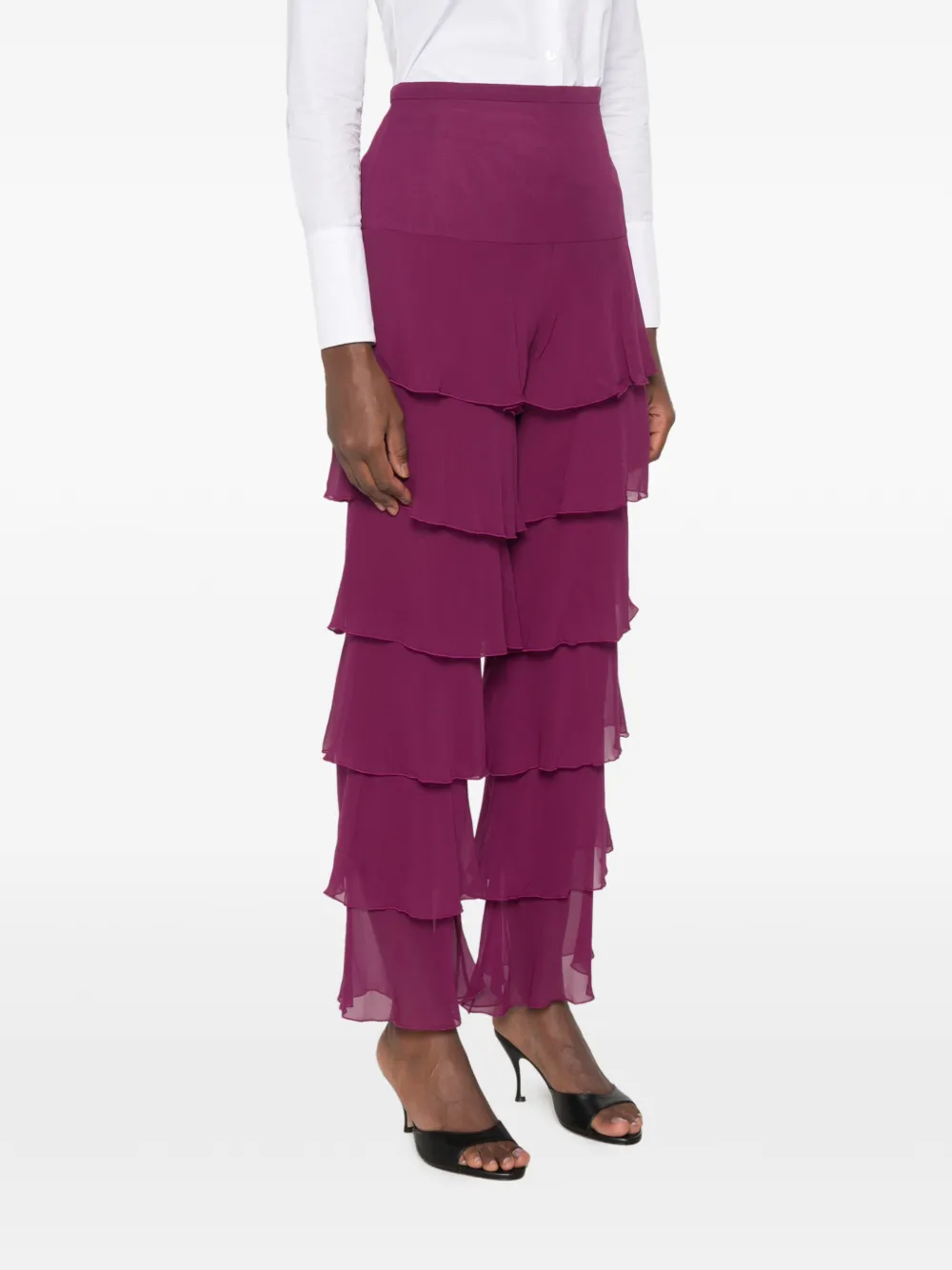 Valentino Garavani tiered ruffled trousers Paars