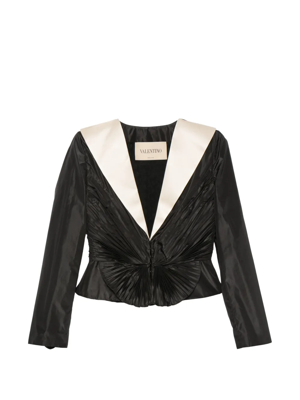 Valentino Garavani plissé shawl-lapel jacket - Nero