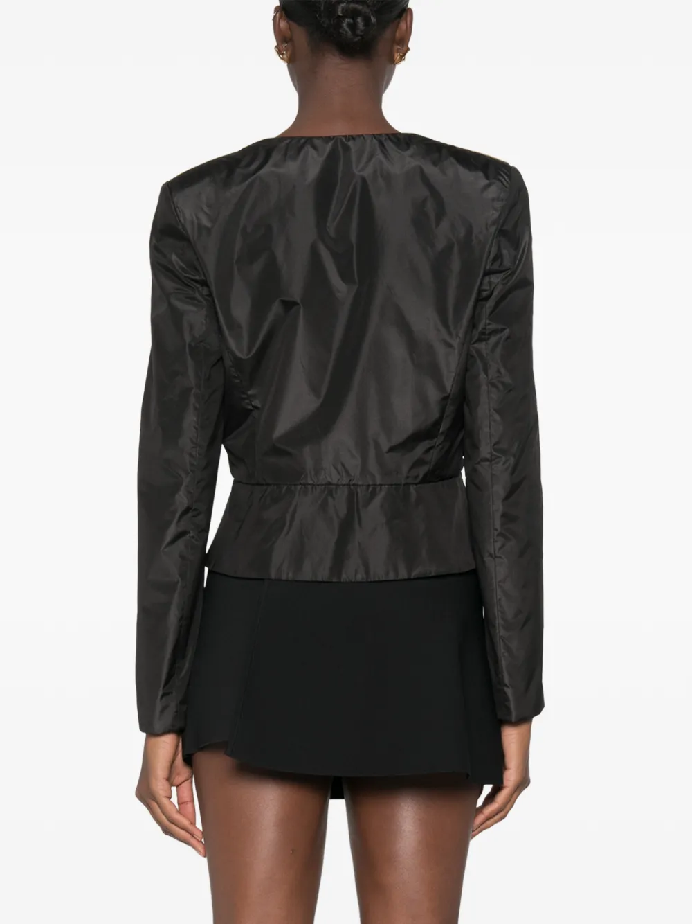 Valentino Garavani plissé shawl-lapel jacket Zwart