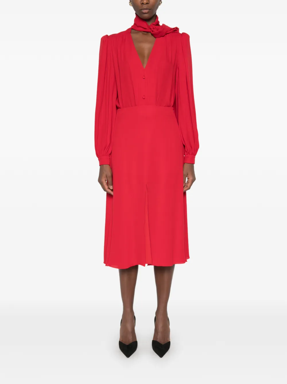 Valentino Garavani front-slit midi skirt Rood