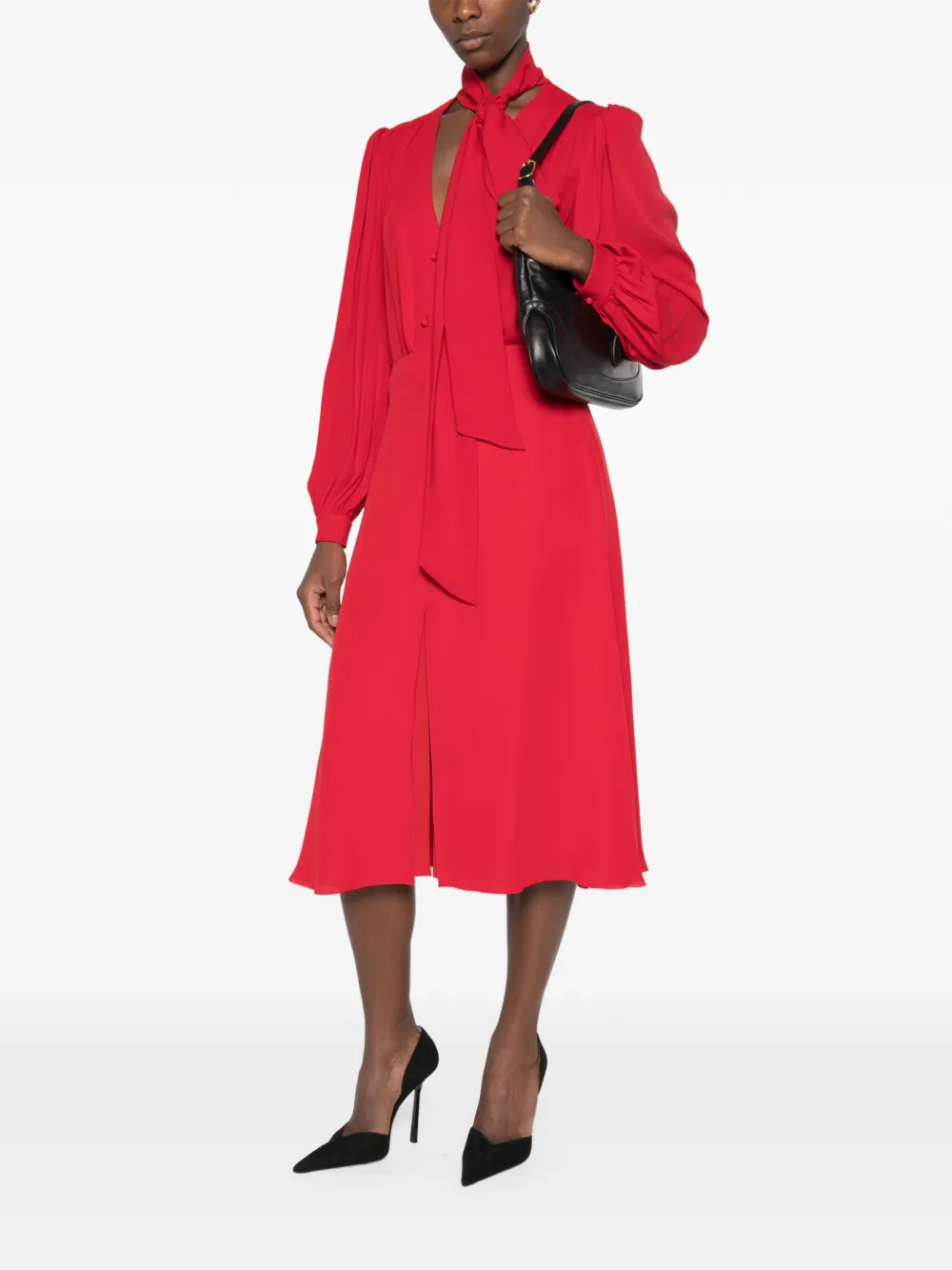 Valentino Garavani front-slit midi skirt Rood