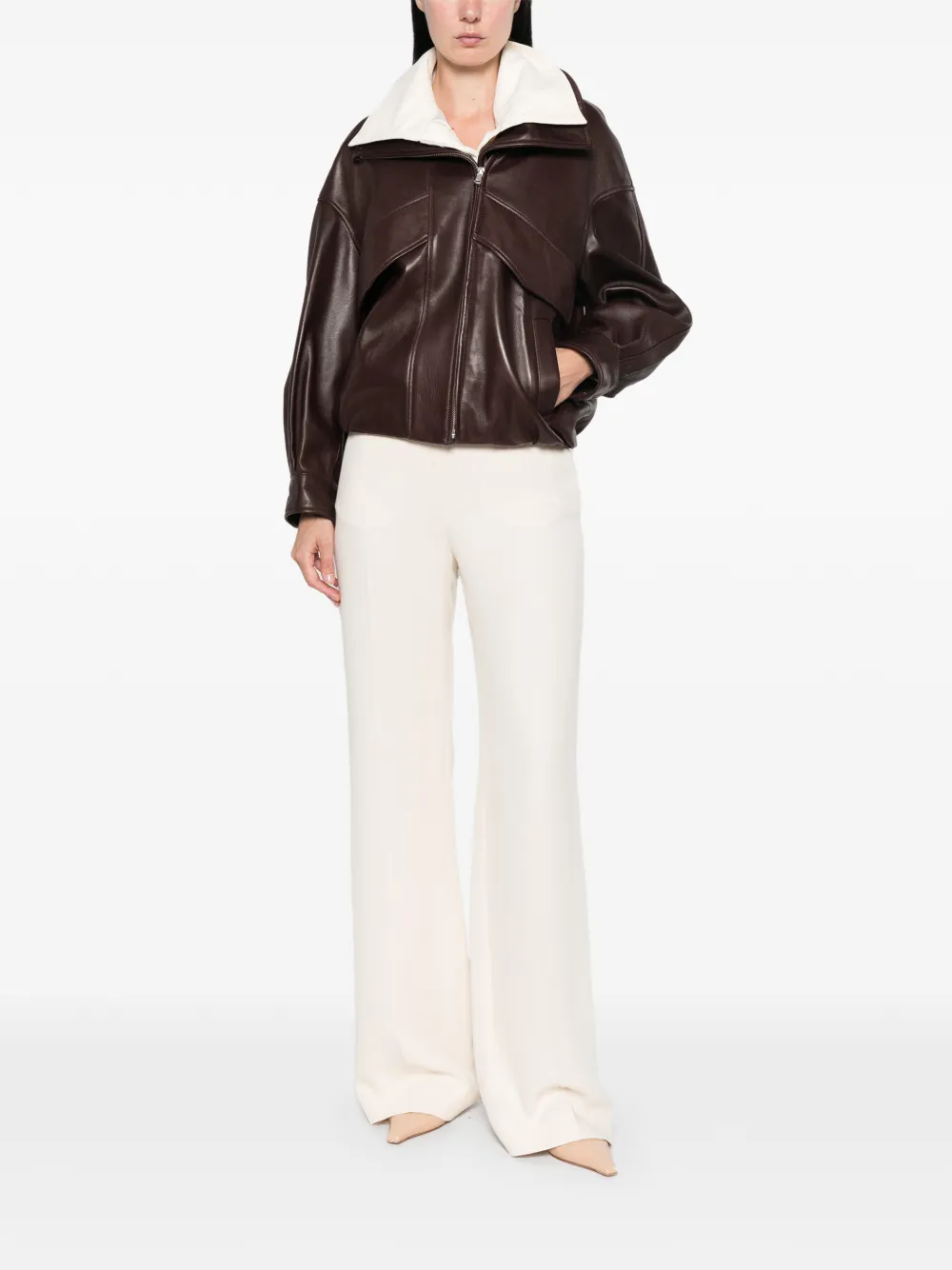Valentino Garavani pressed-creases tailored trousers Beige