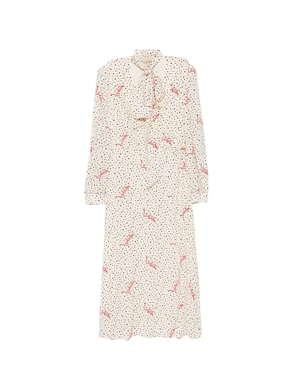 Valentino Garavani polka-dot pussy-bow dress - Toni neutri