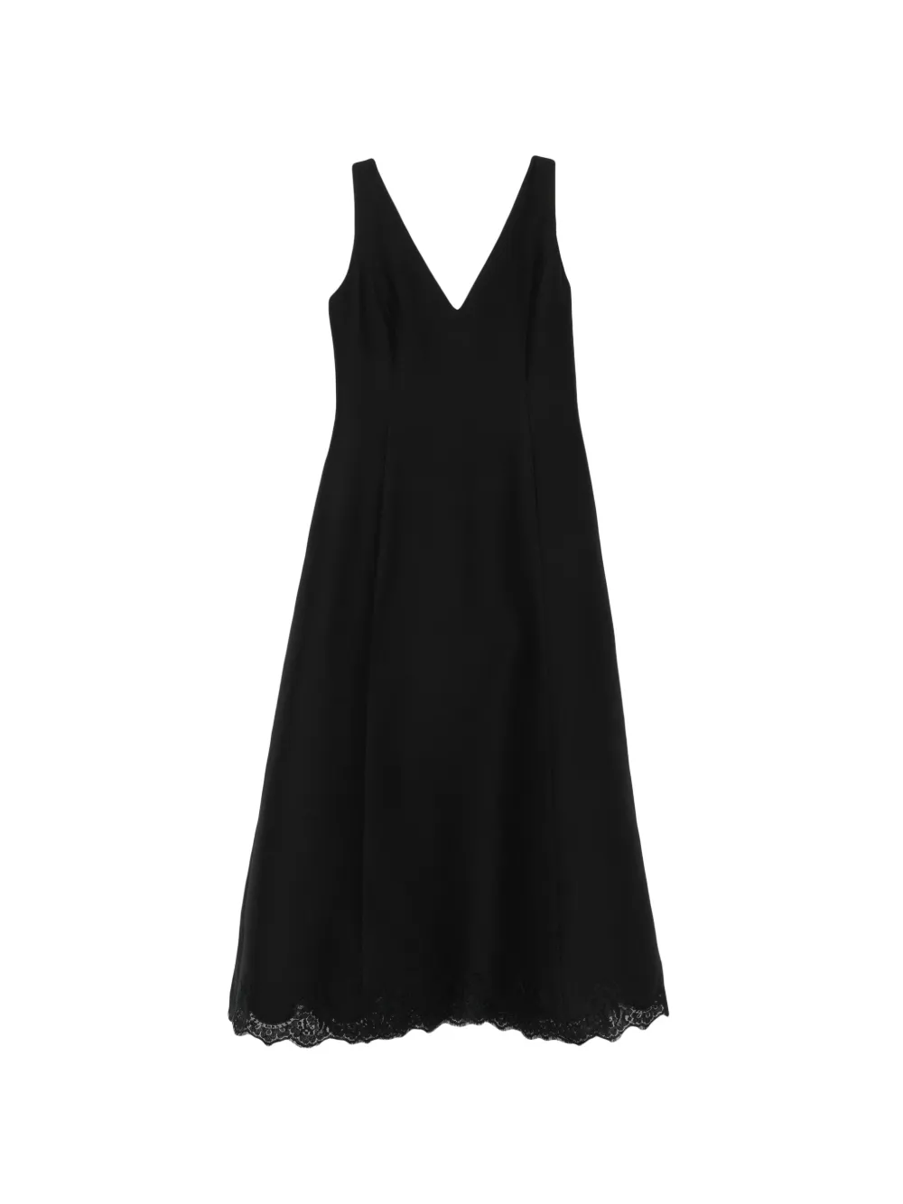 Valentino Garavani lace-trim V-neck midi dress - Nero