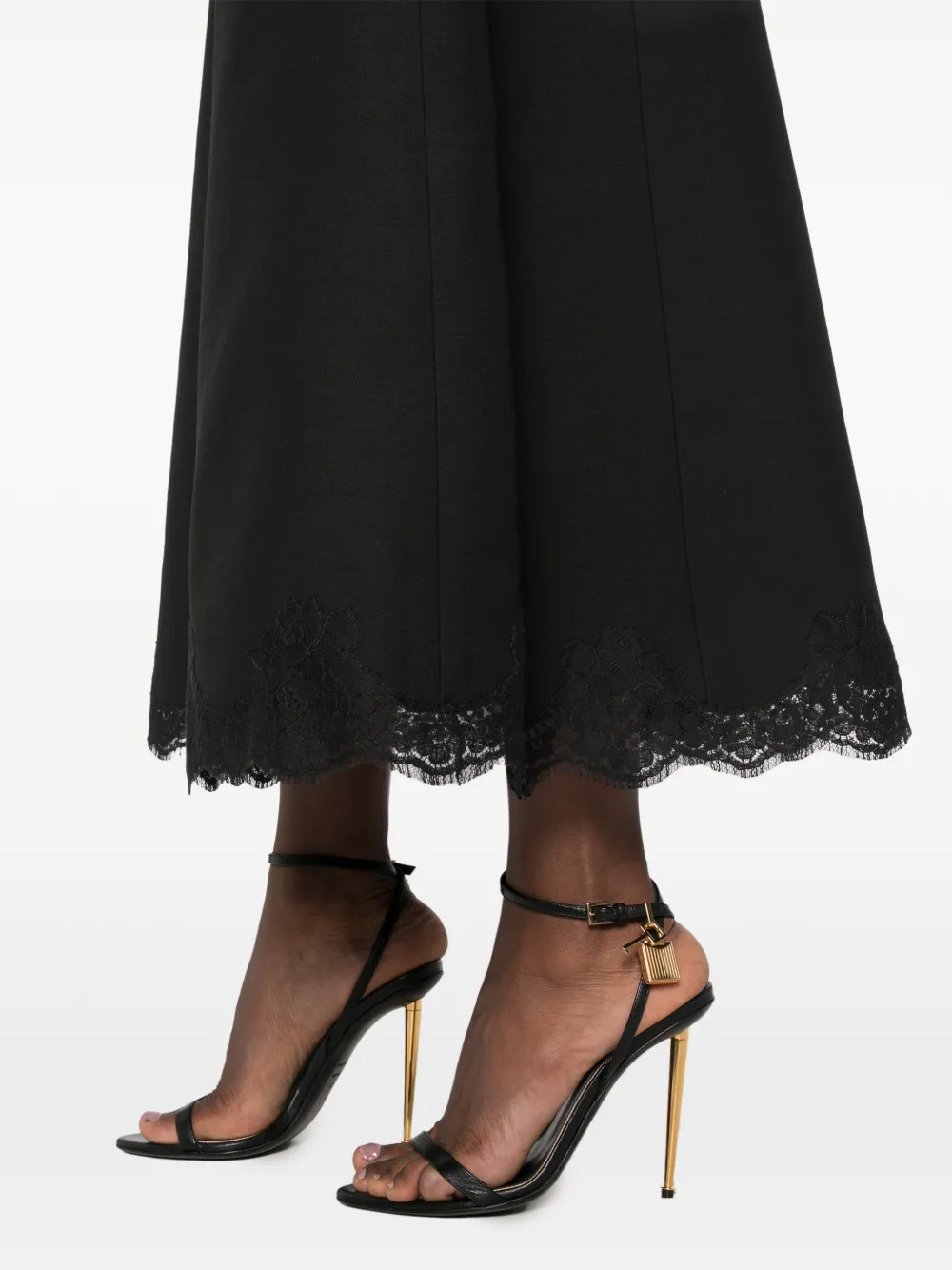 Valentino Garavani lace-trim V-neck midi dress Zwart