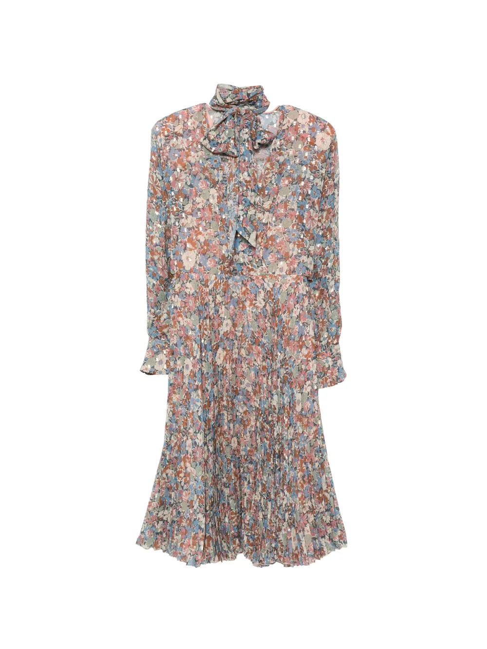 Valentino Garavani floral-print pleated midi dress - Blu