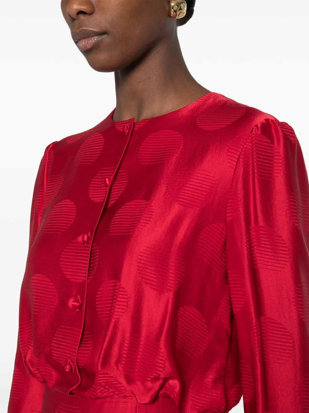 Valentino Garavani polka-dot jacquard midi dress Rood