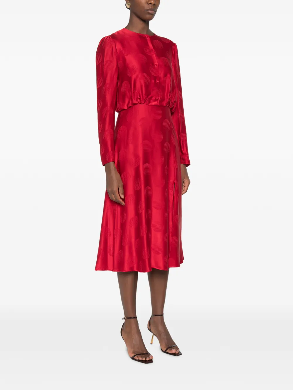 Valentino Garavani polka-dot jacquard midi dress Rood