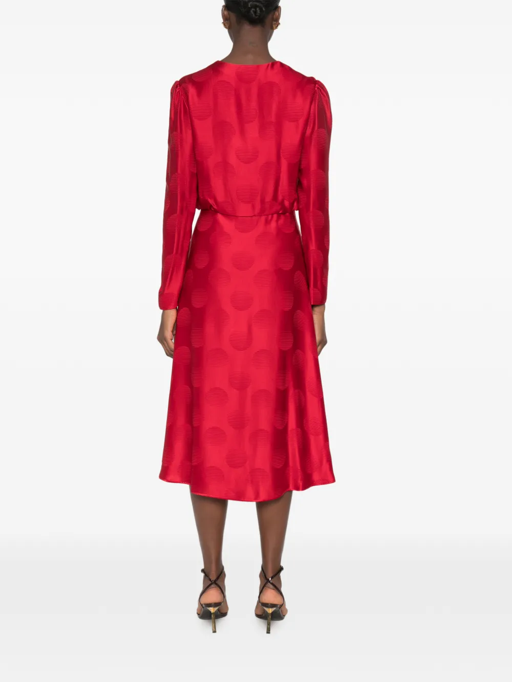 Valentino Garavani polka-dot jacquard midi dress Rood