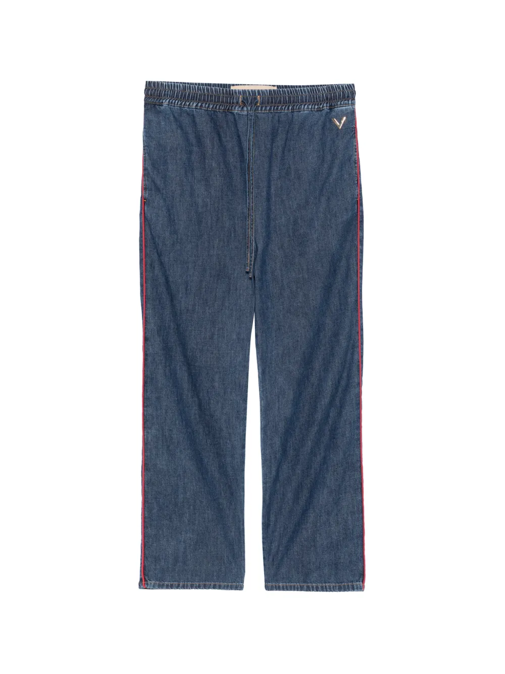 Valentino Garavani drawstring-waist contrast-piping jeans - Blu