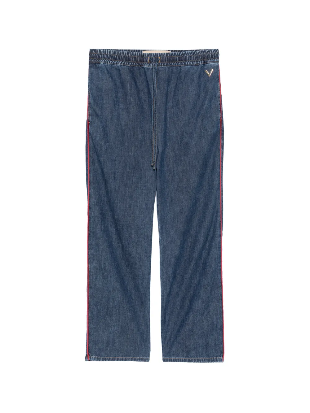 Valentino Garavani drawstring-waist contrast-piping jeans - Blu