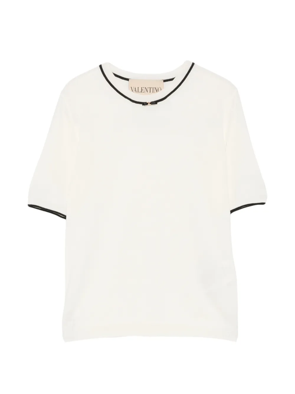 Valentino Garavani VLogo contrast-trim knitted T-shirt - Toni neutri