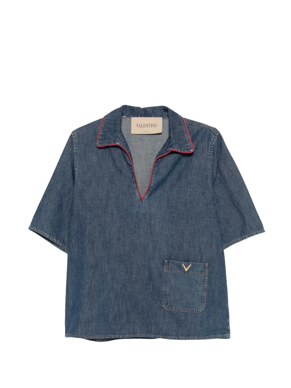 Valentino Garavani contrast-trim denim shirt - Blu