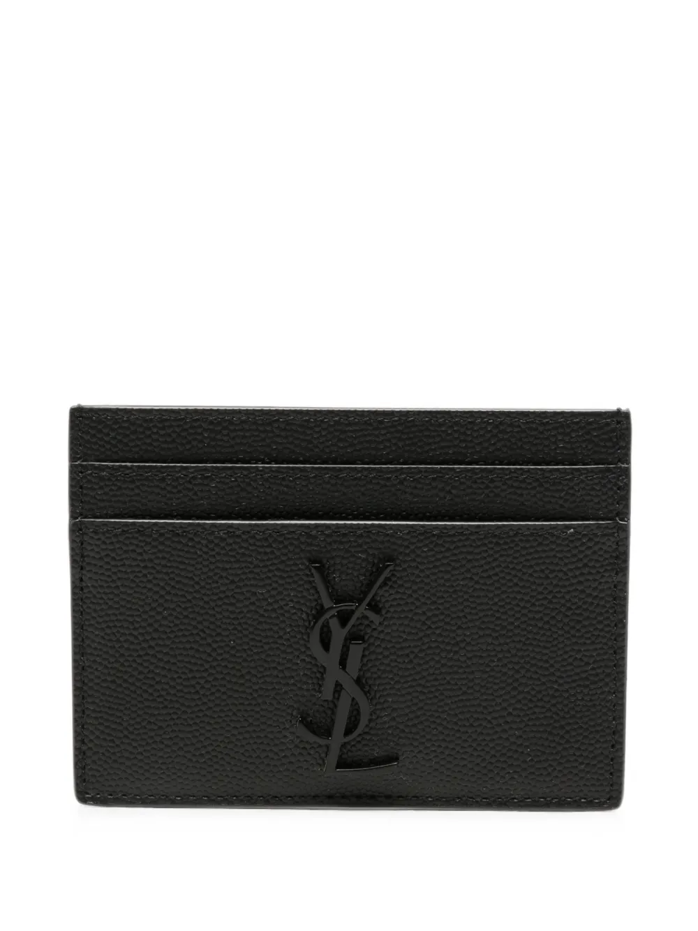 Saint Laurent Cassandre grain de poudre leather cardholder - Nero