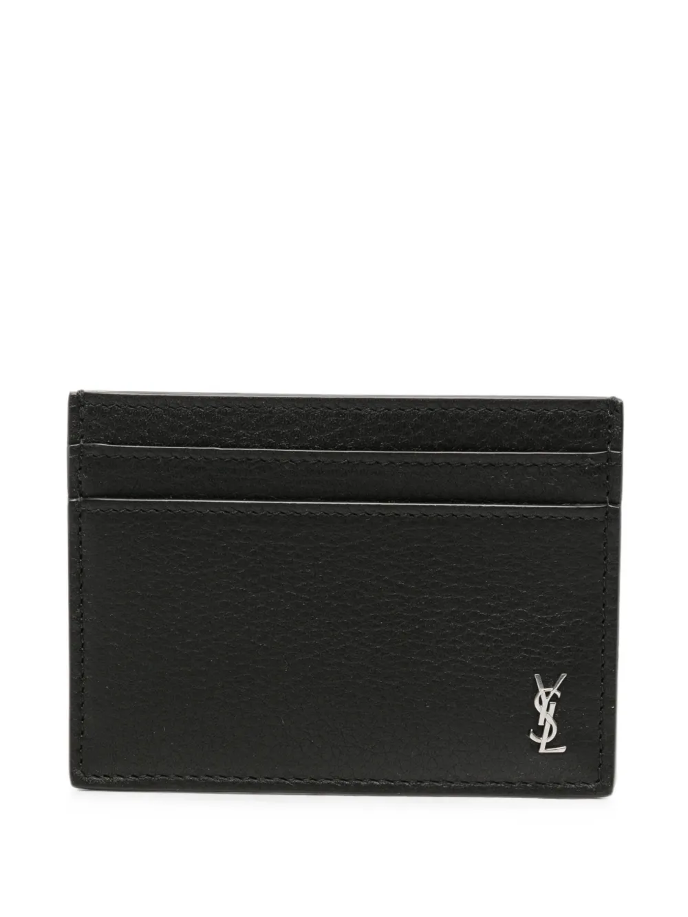 Saint Laurent Tiny Cassandre grained leather cardholder - Nero