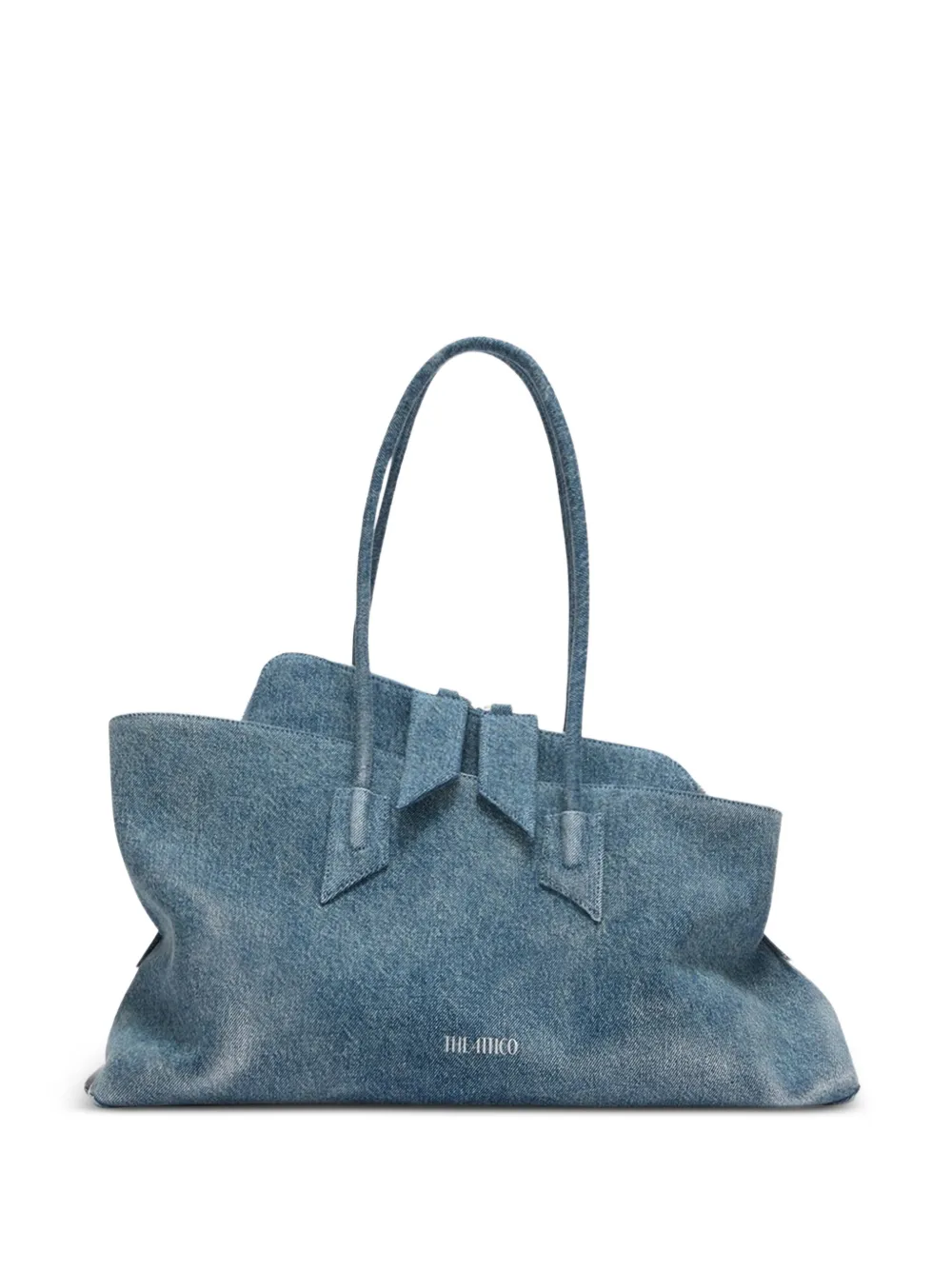 The Attico ''La Passeggiata Medium'' washed denim top handle bag - Blau