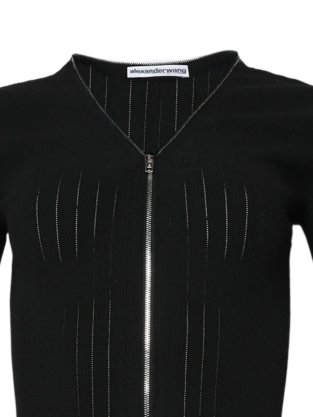 Alexander Wang Pointelle gebreide jurk met V-hals Zwart