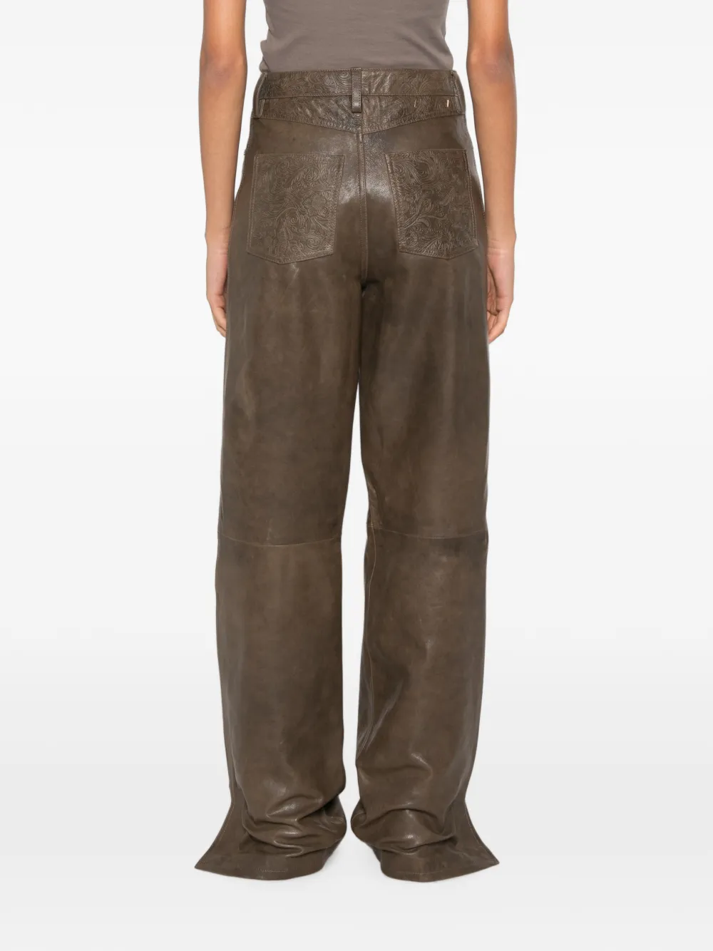 Golden Goose embossed leather trousers Groen