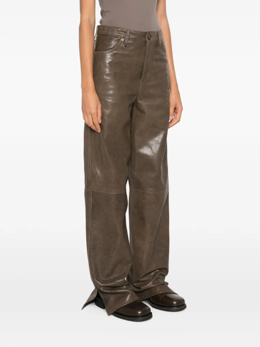 Golden Goose embossed leather trousers Groen