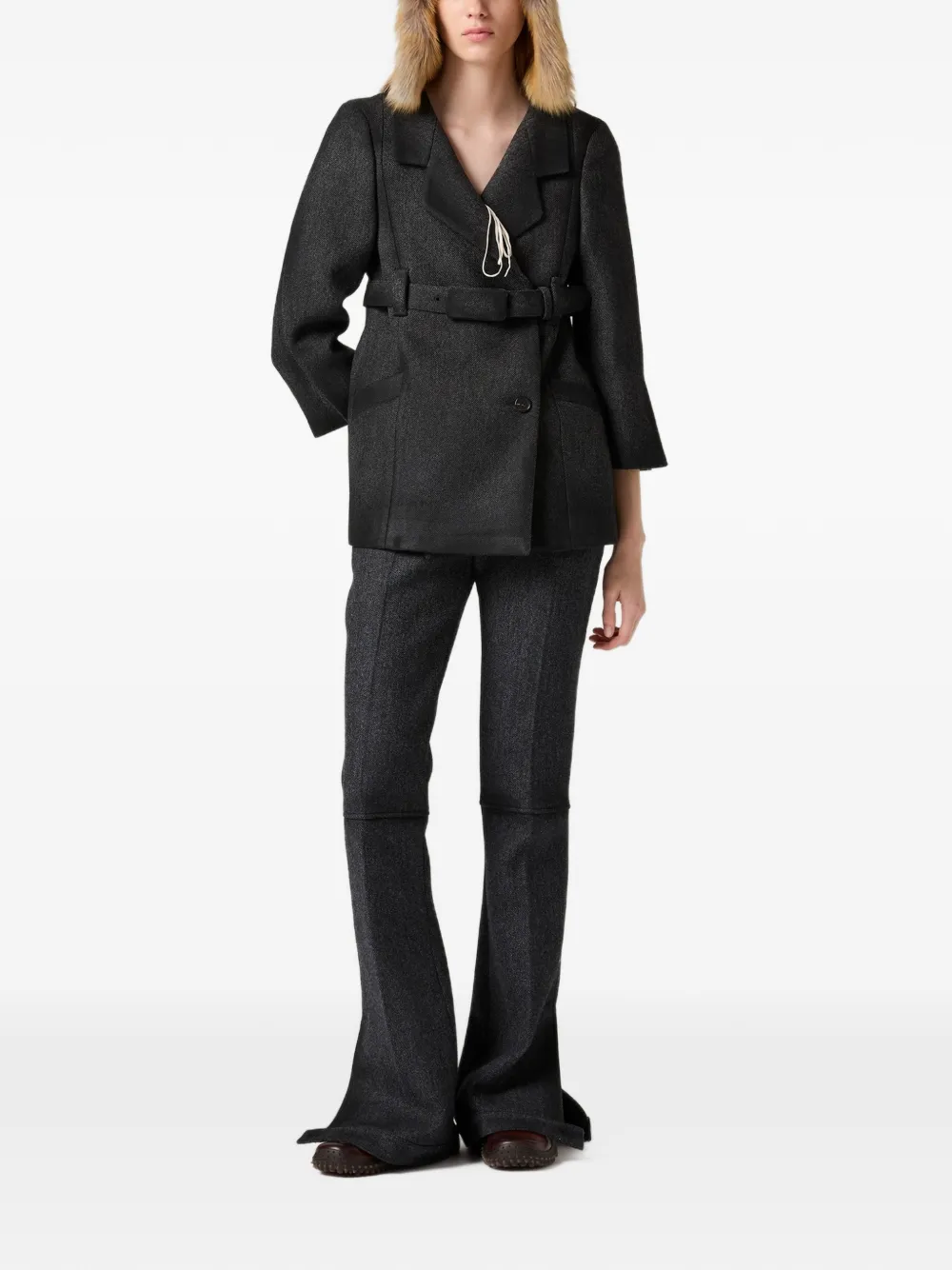 Miu double wool pants Grijs