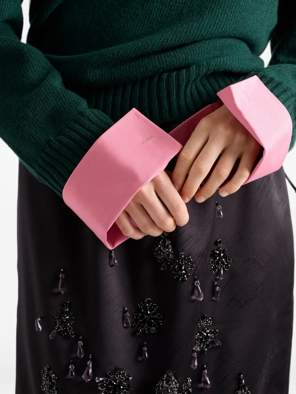 Prada Satijnen rok met borduurwerk Zwart