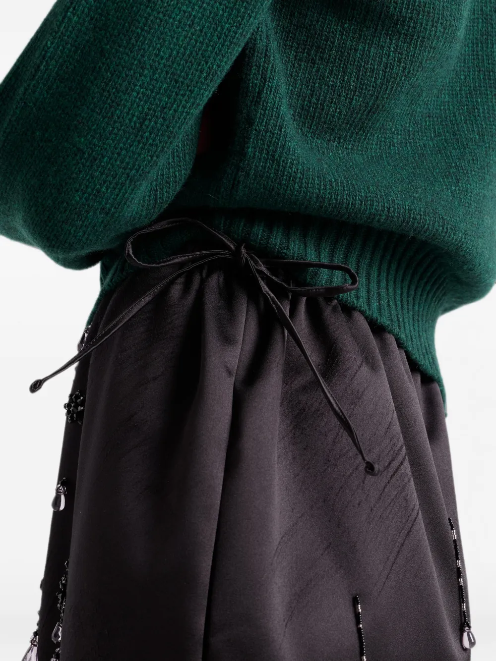 Prada Satijnen rok met borduurwerk Zwart
