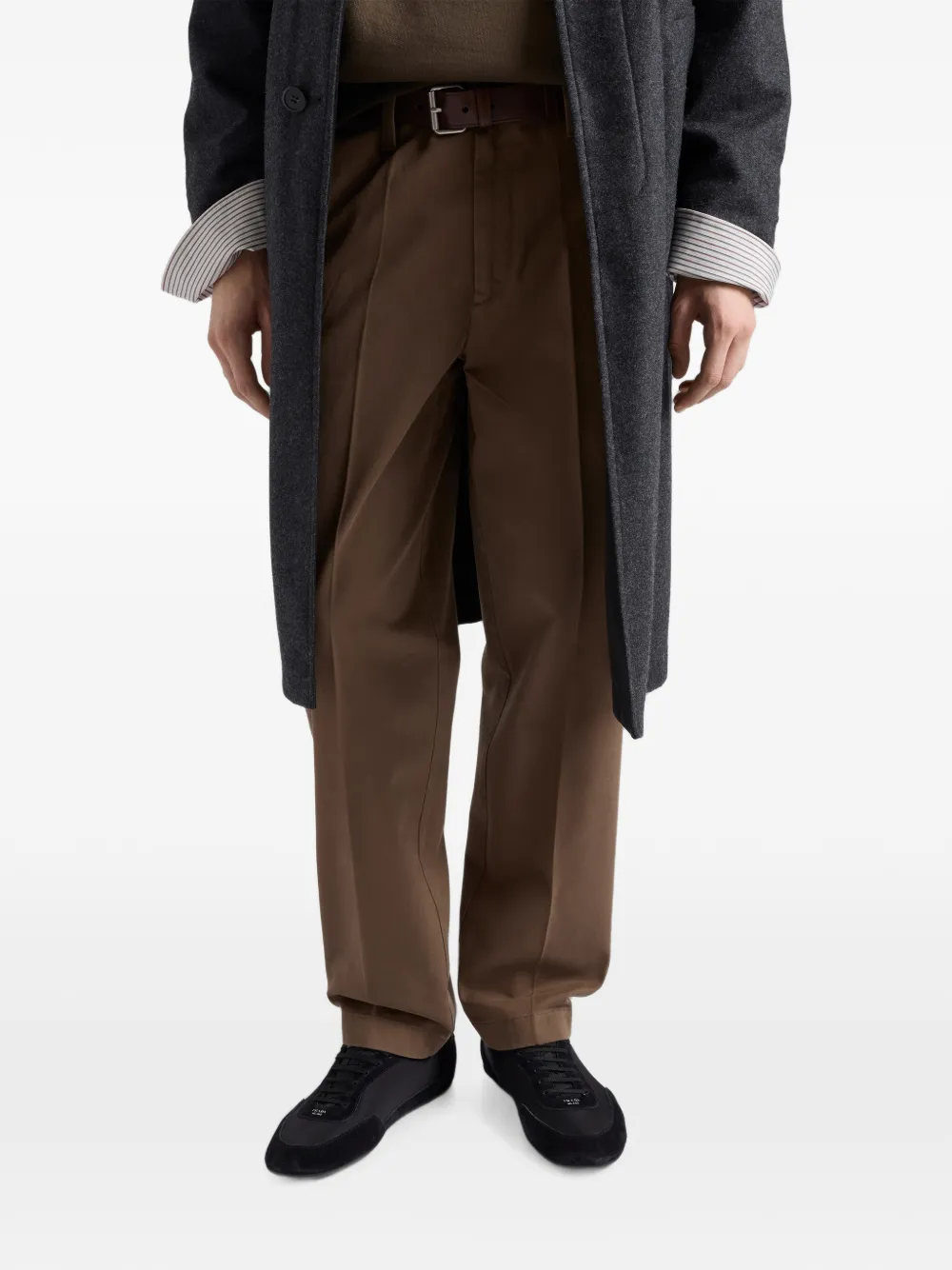 Prada Katoenen broek met verwassen effect Bruin