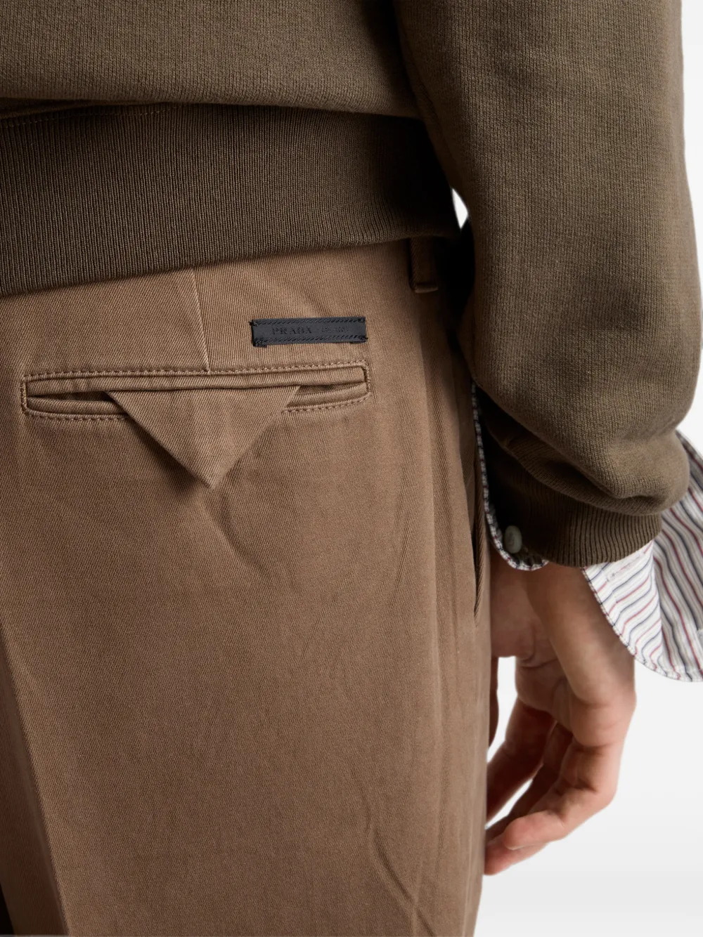 Prada Katoenen broek met verwassen effect Bruin