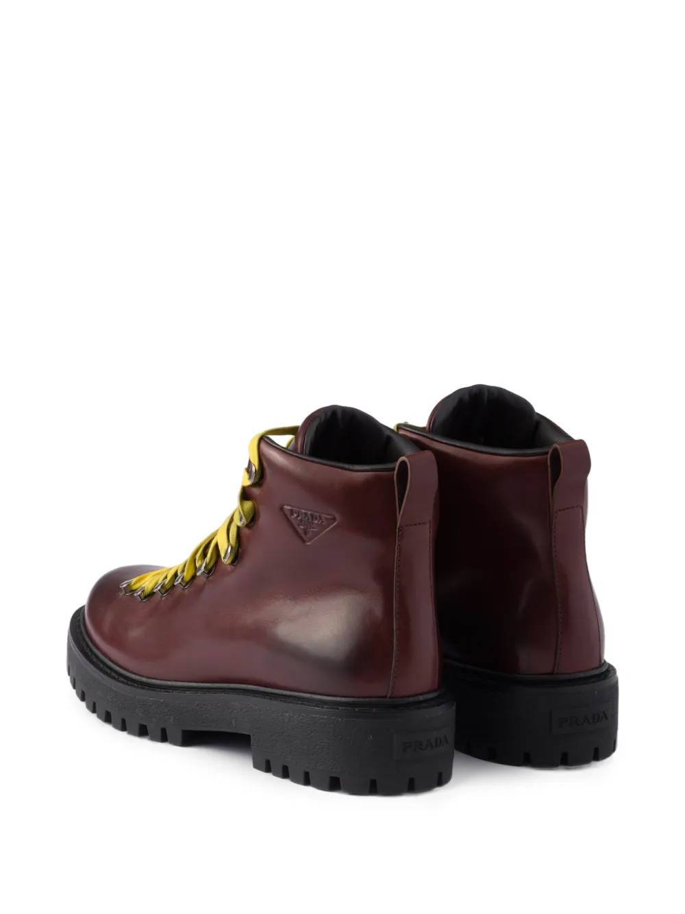 Prada Antiqued leather lace-up ankle boots Bruin