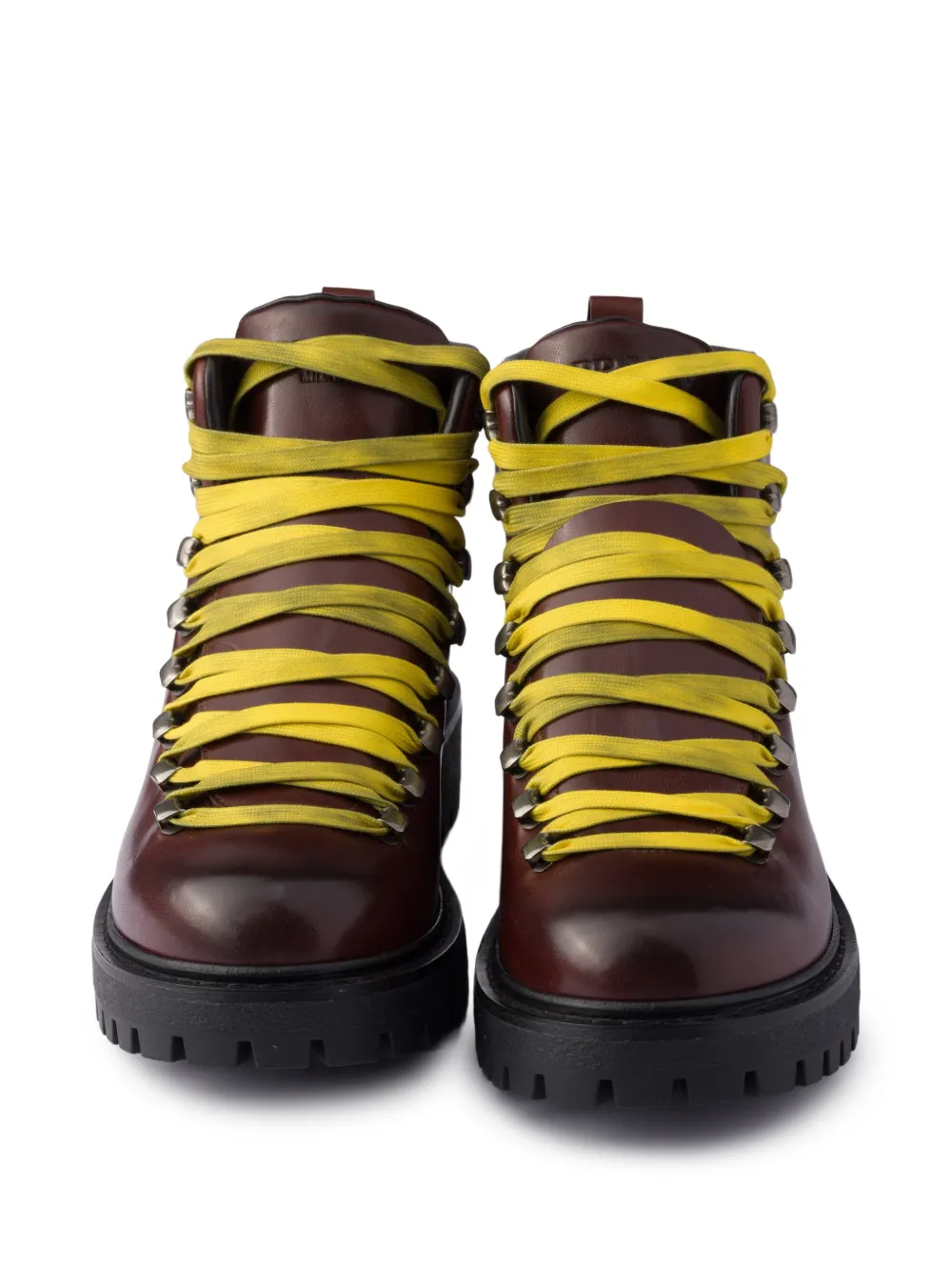 Prada Antiqued leather lace-up ankle boots Bruin