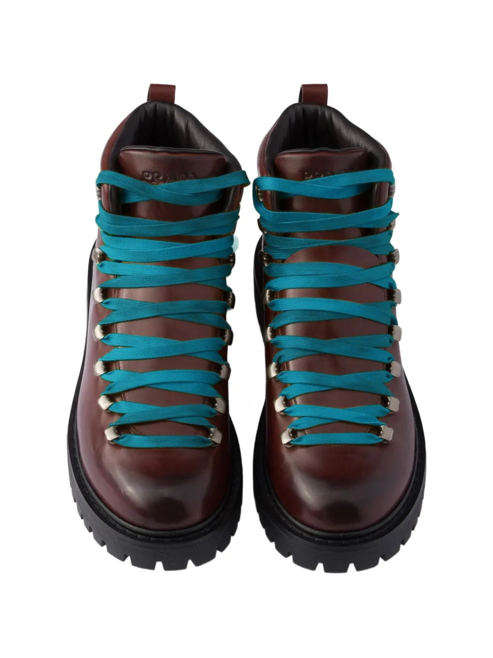 Prada Antiqued leather lace-up ankle boots Bruin