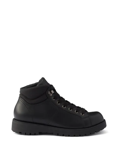 Prada lace-up leather and Re-Nylon boots