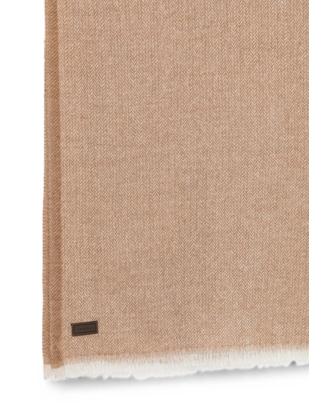 Canali Sjaal met franje en visgraatpatroon Beige