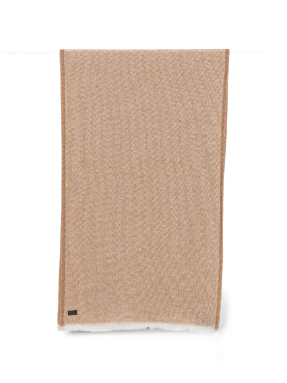 Canali herringbone frayed-edge scarf - Nude