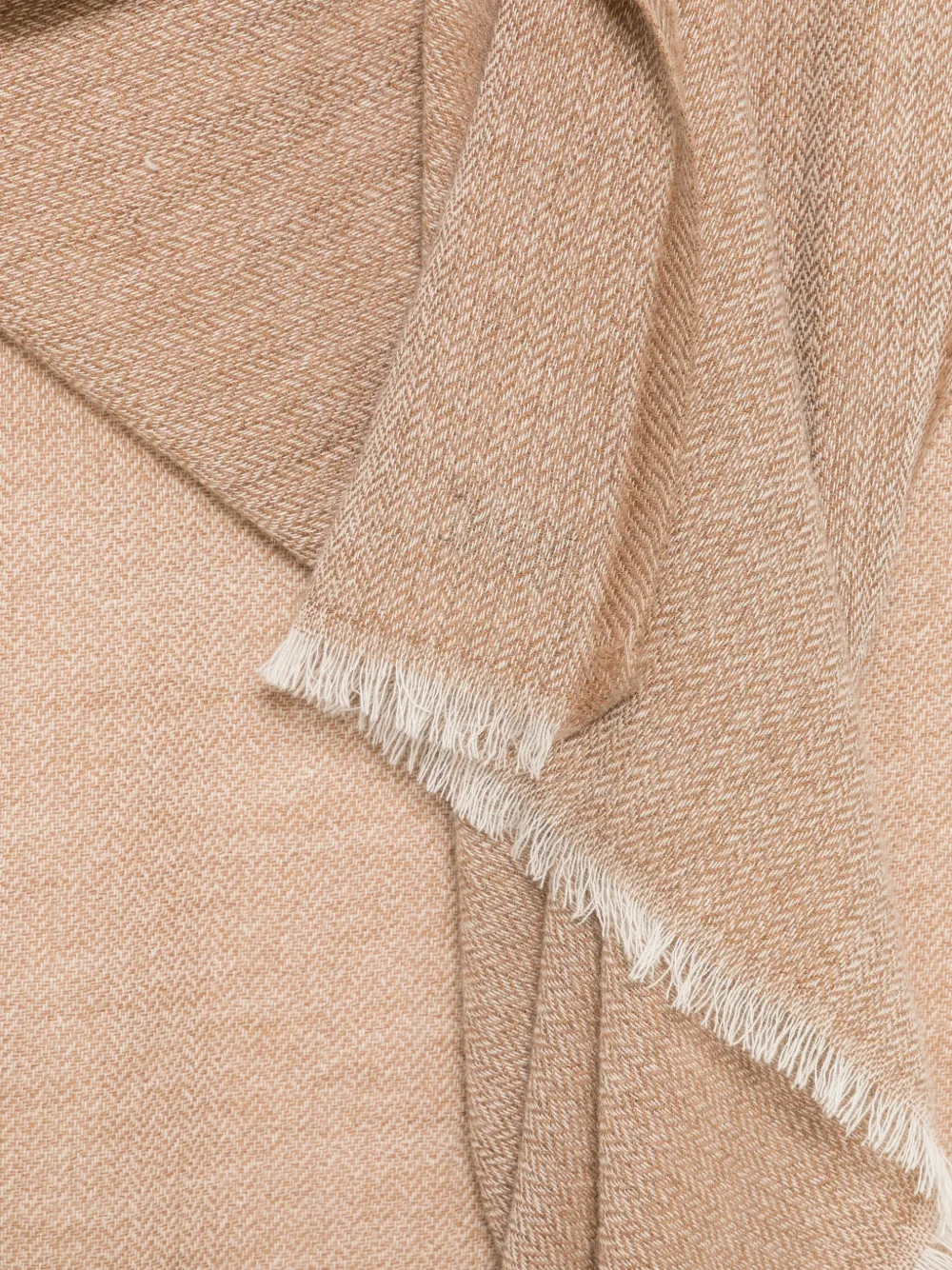 Canali Sjaal met franje en visgraatpatroon Beige