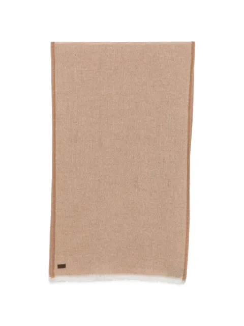 Canali herringbone frayed-edge scarf
