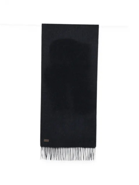 Canali logo-patch fringed scarf