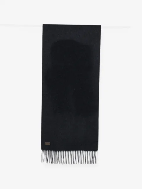 Canali logo-patch fringed scarf