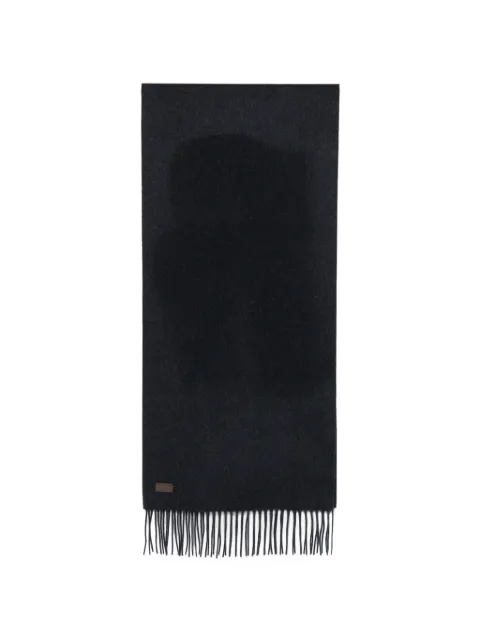 Canali logo-patch fringed scarf
