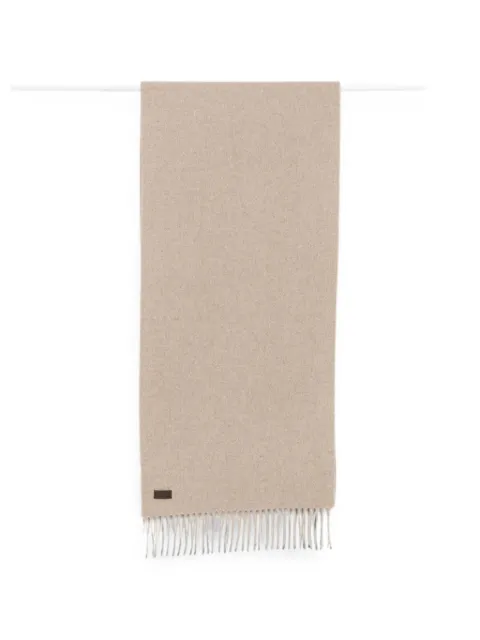 Canali logo-patch fringed scarf
