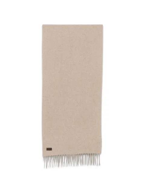 Canali logo-patch fringed scarf