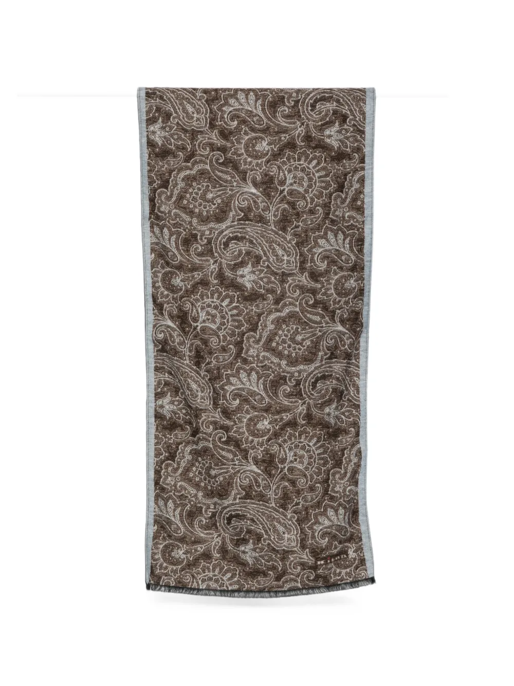 Kiton paisley-print frayed scarf - Braun