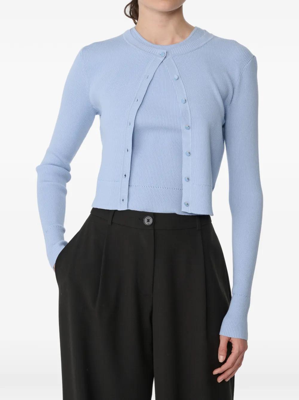 Toccin Zoe Classic ribbed-knit cropped cardigan - Blau