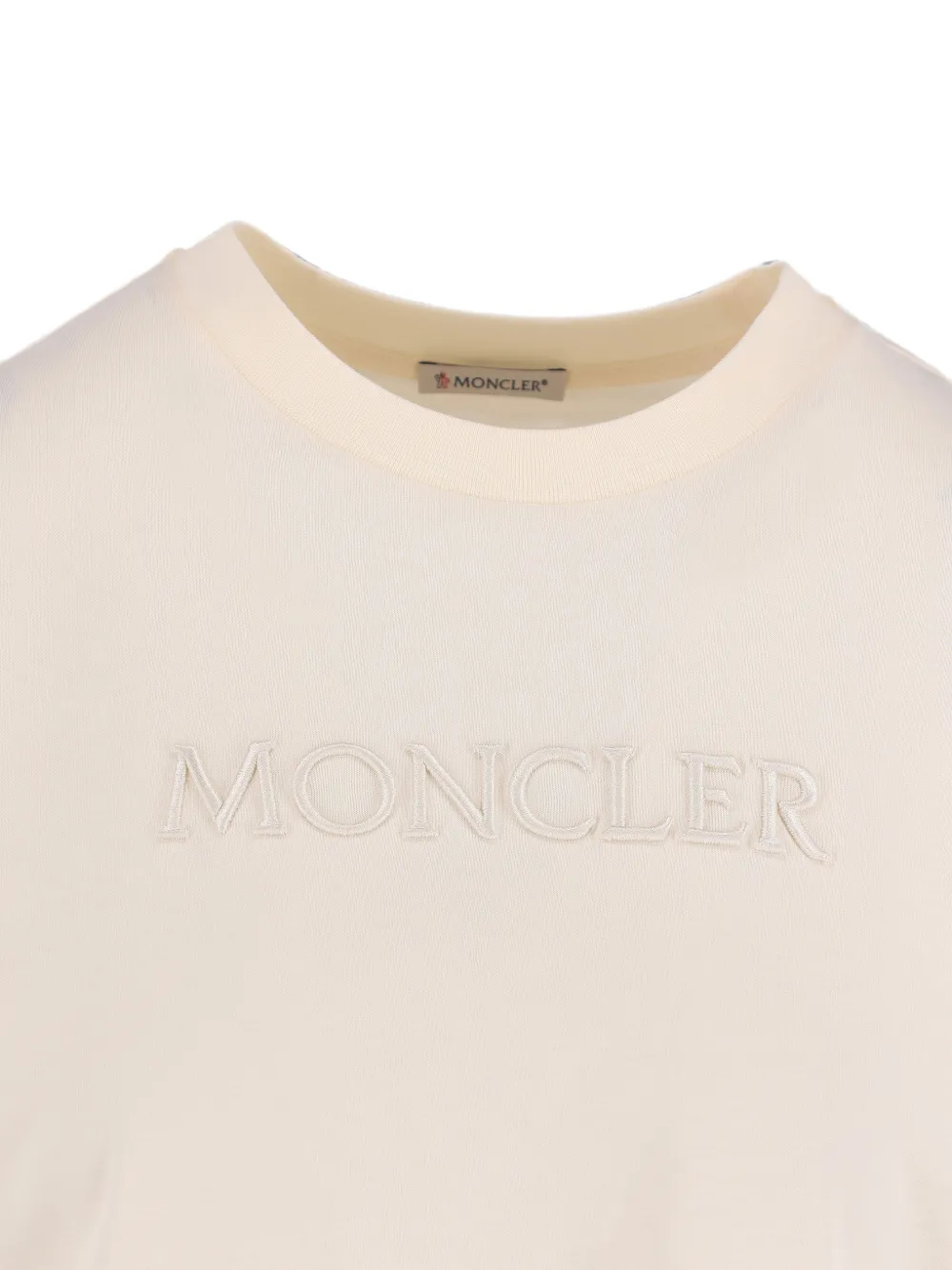 Moncler Katoenen T-shirt met geborduurd tonaal logo Beige