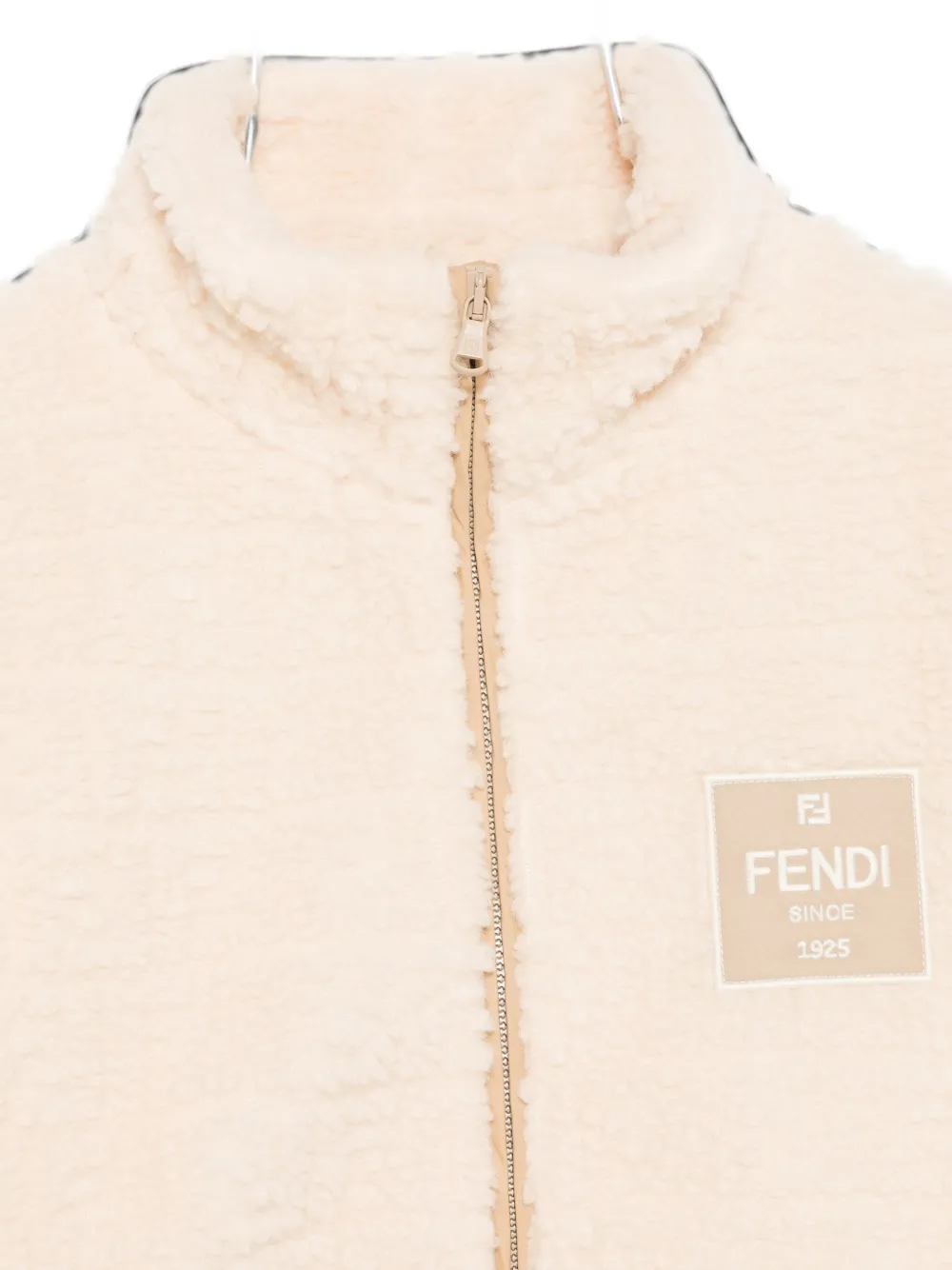Fendi Kids FF logo-jacquard fleece jacket Beige