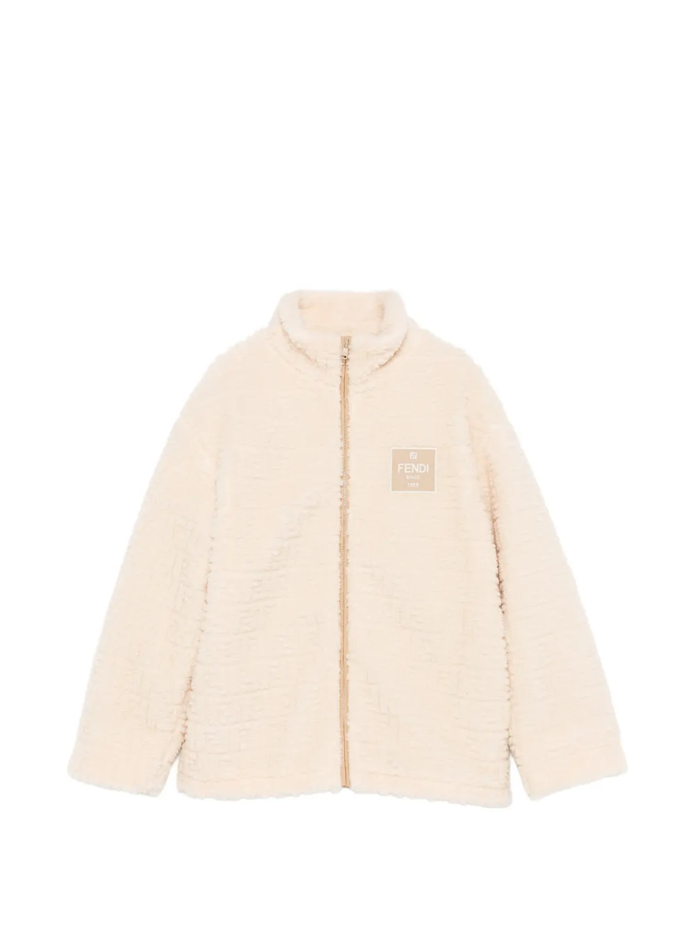 Fendi Kids FF logo-jacquard fleece jacket Beige