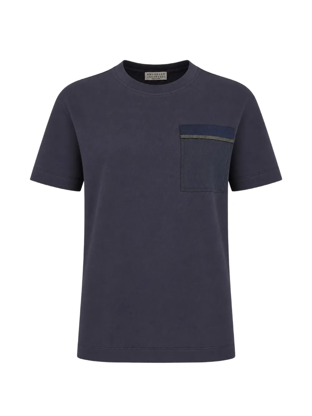 Brunello Cucinelli monili-trimmed pocket T-shirt Blauw