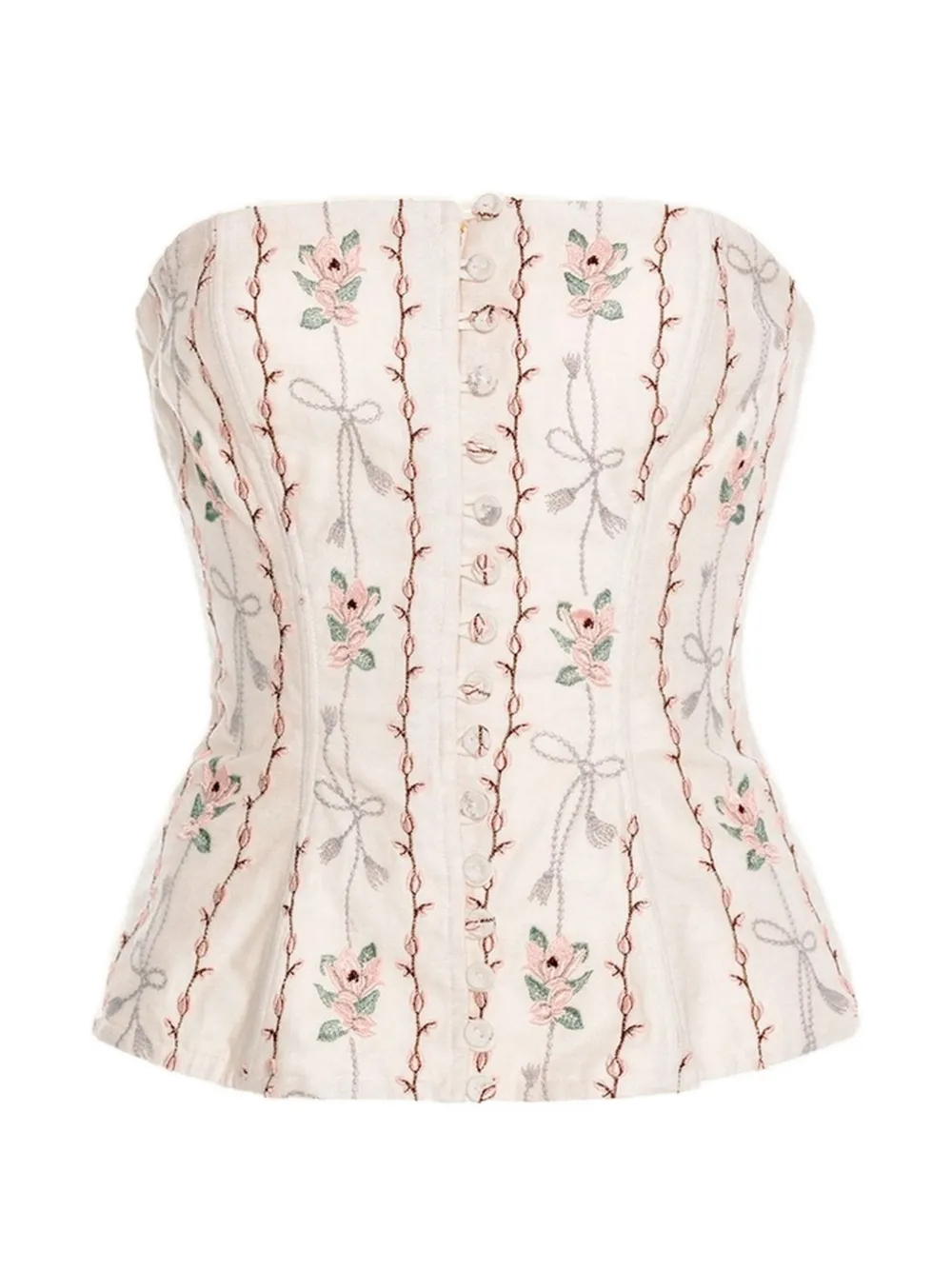 Agua By Agua Bendita embroidered strapless top - Toni neutri