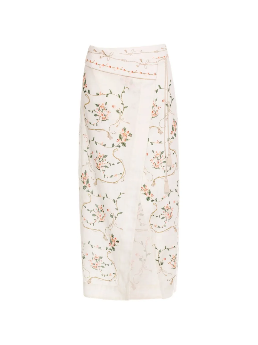Agua By Agua Bendita Tierra Navegante floral-print midi skirt - Nude